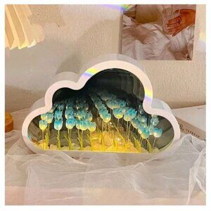 20 Flowers DIY Tulip Mirror Night Light, LED Handmade Cloud Blue Tulip Kit